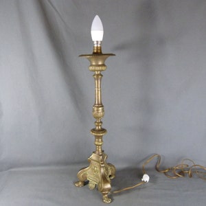 French Antique Religious Altar Church Electrified Candlesticks Candle Holder 18&quot;