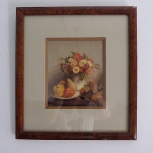 Riproduzione del dipinto "Fiori e frutti" di Henri Fantin-Latour, bella cornice