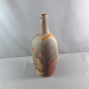 Old stoneware bottle from Puisaye, France 19th century, rustic decor