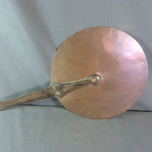 French Antique Copper Sauce Pan Lid Tinned Cast Iron Handle Riveted Ø 9 3/4&quot;