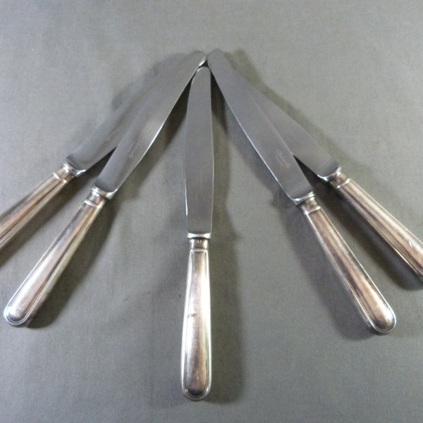 5 grands couteaux de table CHRISTOFLE modèle ALBI métal argenté Couvert 24,5 cm