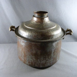 Large Stew or Couscous Pot in Tinned Copper with Lid Ø 10 1/2"