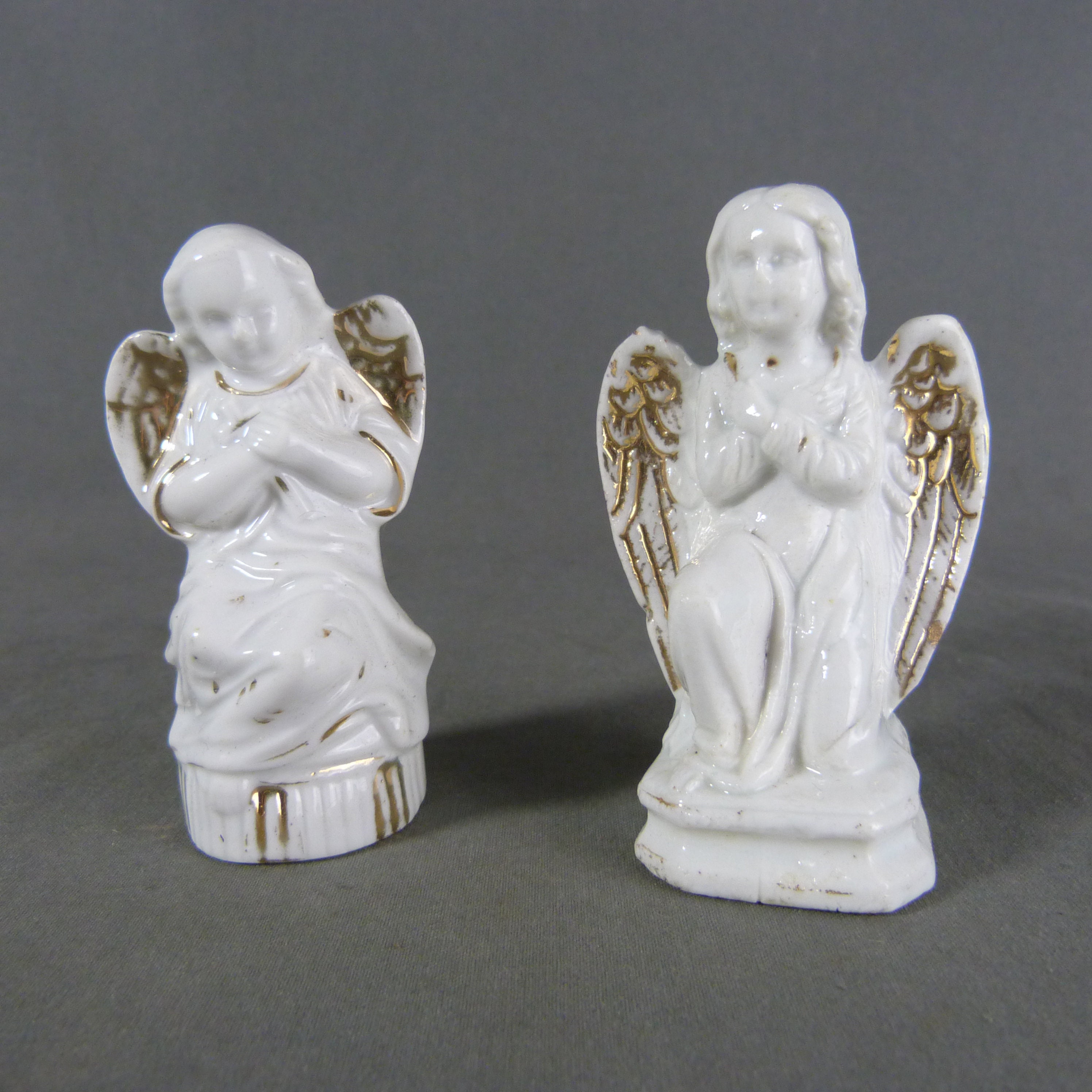 Pair Of Vintage French Porcelain Figurine Statue Angels