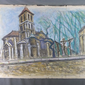 Henri BOULAGE (1882-1967), Gouache original, Saint-Pierre-de-Montmartre 1960