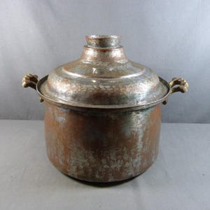 Large Stew or Couscous Pot in Tinned Copper with Lid Ø 10 1/2"