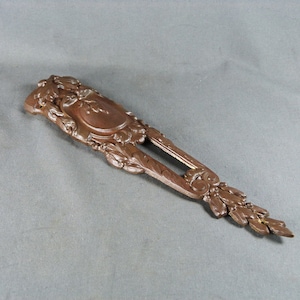 One French Antique Ormolu Plaque Finials Mount Leg Cover Furniture Leaf 19th century