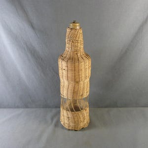 French Vintage Glass and Wicker Bottle - Tableware