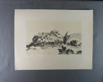 Jean MOREAU: Drawing from the Landscapes of Greece Series, Athens 1936