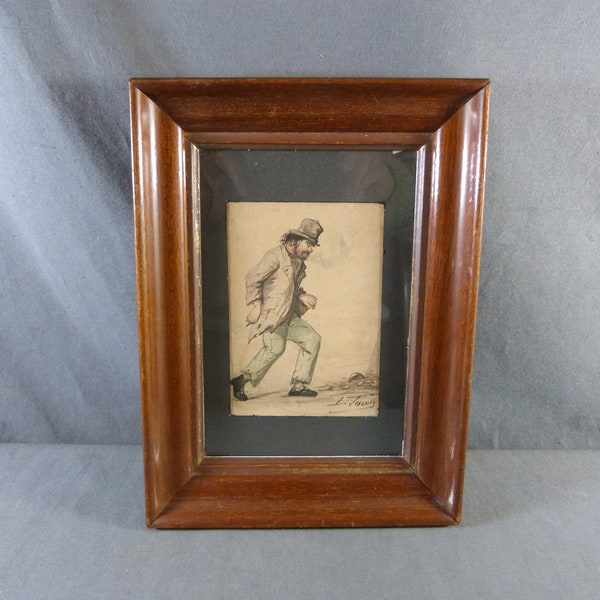 Louis TENAILLE (1851-1899) Original Watercolor "Tramp", 19th century