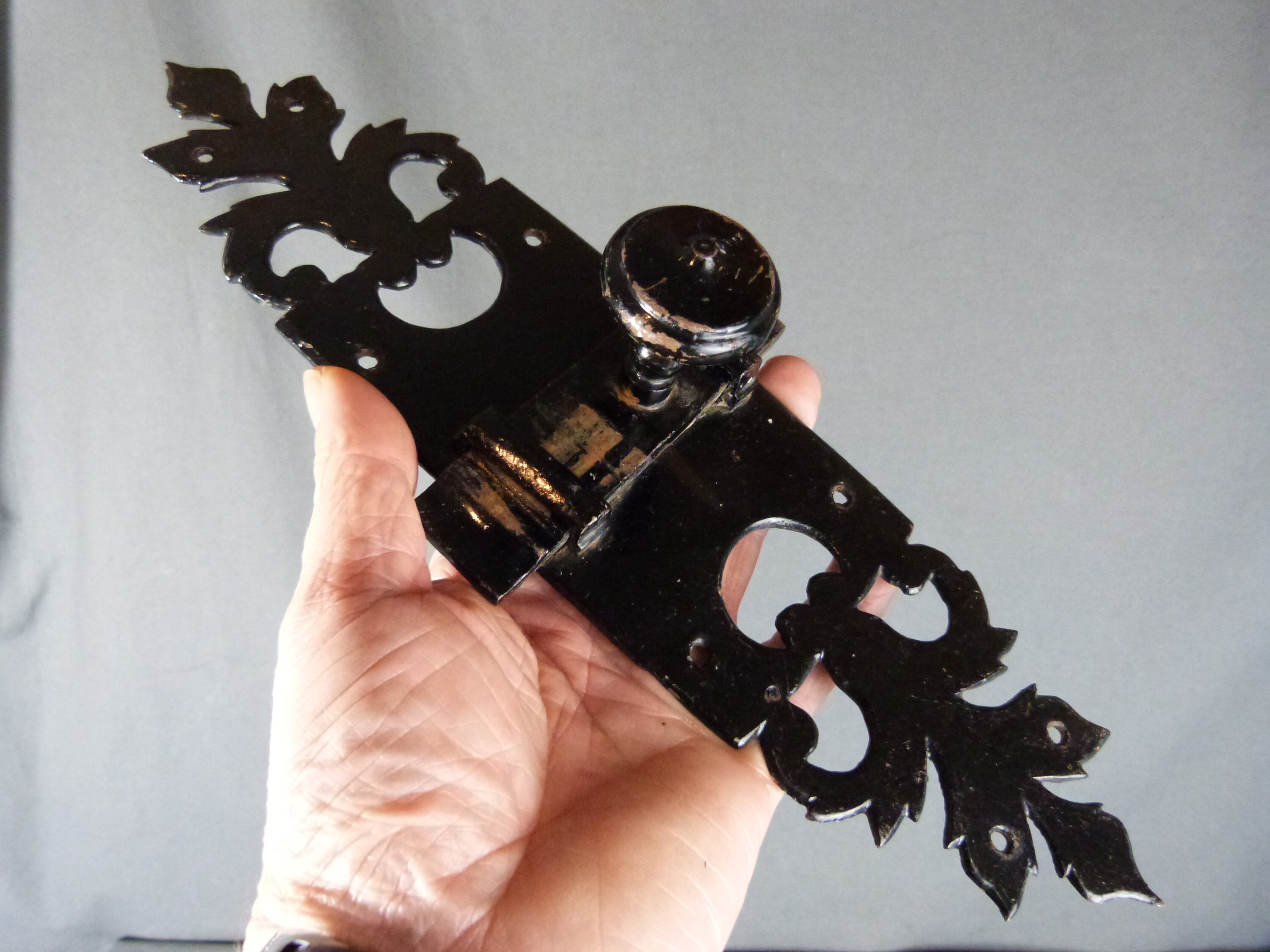 Large French Vintage Iron Slide Door Latch Lock Bolt Country Rustic