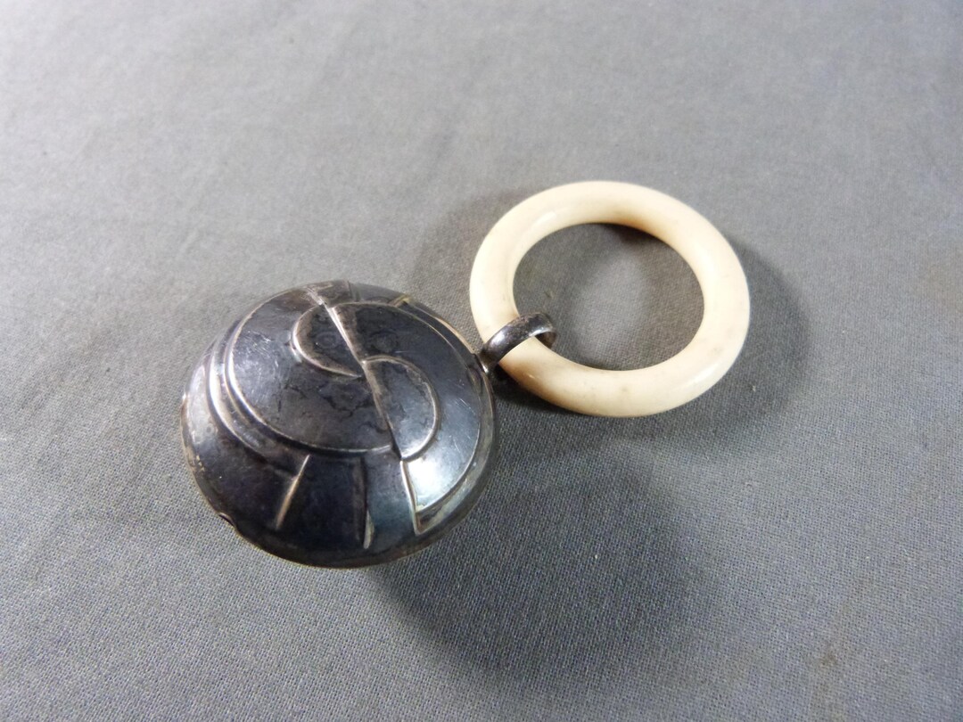 Bakelite Rattles Sterling Silver Art Deco Baby Rattle, Hallmarked, 1920s-1930s, Bakelite ...