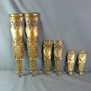 Antique French Gilt Bronze Decorative Furniture Elements Hardware 6 Pieces 19th