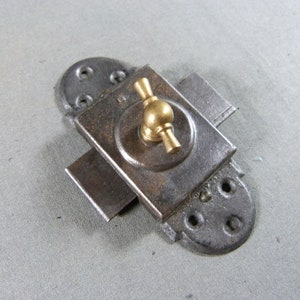 French Vintage iron Door Latch Lock Bolt Copper Knob Country Rustic farmhouse decor