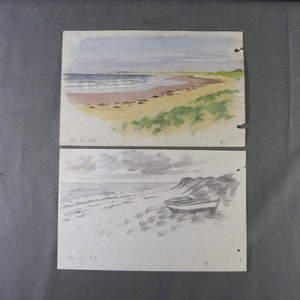 ルネ・プルヴィナージュ (1902-1983) 水彩+シートに描画 レ島の風景