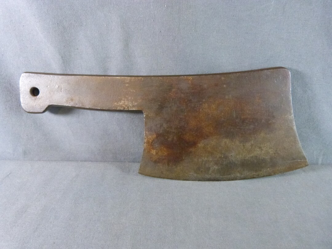 Antique French Butcher Chef Meat Cleaver Solid Steel 19th Etsy