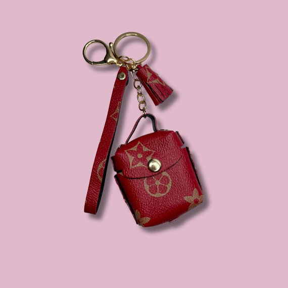 Unisex keychain red mini coin purse keychains airpod cases holiday Handmade accessory gift cute luxury present