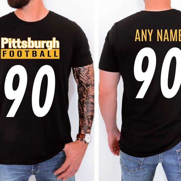 Custom Pittsburgh Football T-Shirt, Personalized Unisex Football Tee, Custom Team Shirt, Custom Sports Tee, Custom Football Sportswear