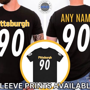 Custom Pittsburgh Football Jersey Style T-Shirt, Personalized Unisex Football Tee, Custom Pittsburgh Football Sweatshirts And Hoodies
