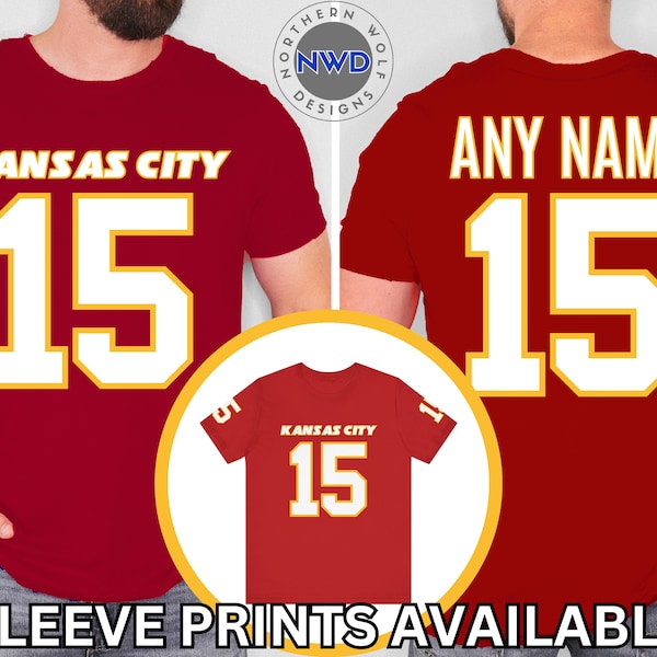 Custom Kansas City Football Jersey Style T-Shirt, Personalized Unisex Football Tee, Custom Sports Shirt, Personalized Kansas City Gift