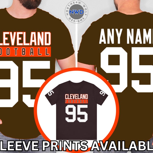 Custom Cleveland Football T-Shirt, Personalized Unisex Football Tee, Custom Team Shirt, Custom Sports Tee, Custom Football Sportswear