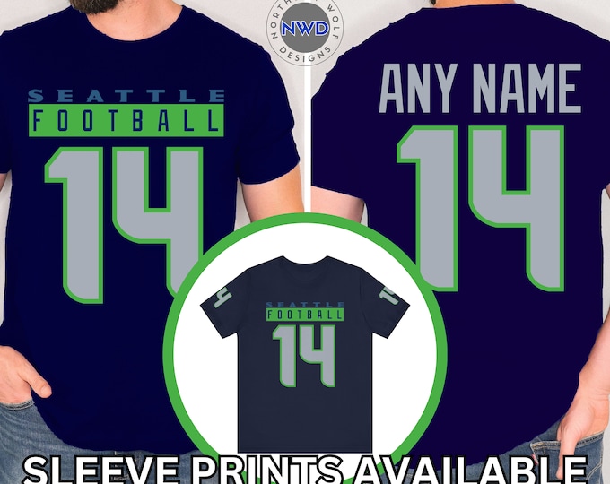 Custom Seattle Football T-Shirt, Personalized Unisex Football Tee, Custom Team Shirt, Custom Sports Tee, Custom Football Sportswear