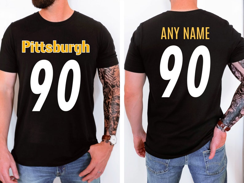 Custom Pittsburgh Football Jersey Style Tshirt Personalized Etsy