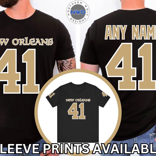 Custom New Orleans Football Jersey Style T-Shirt, Personalized Unisex Football Tee, Personalized New Orleans Football Fan Gift