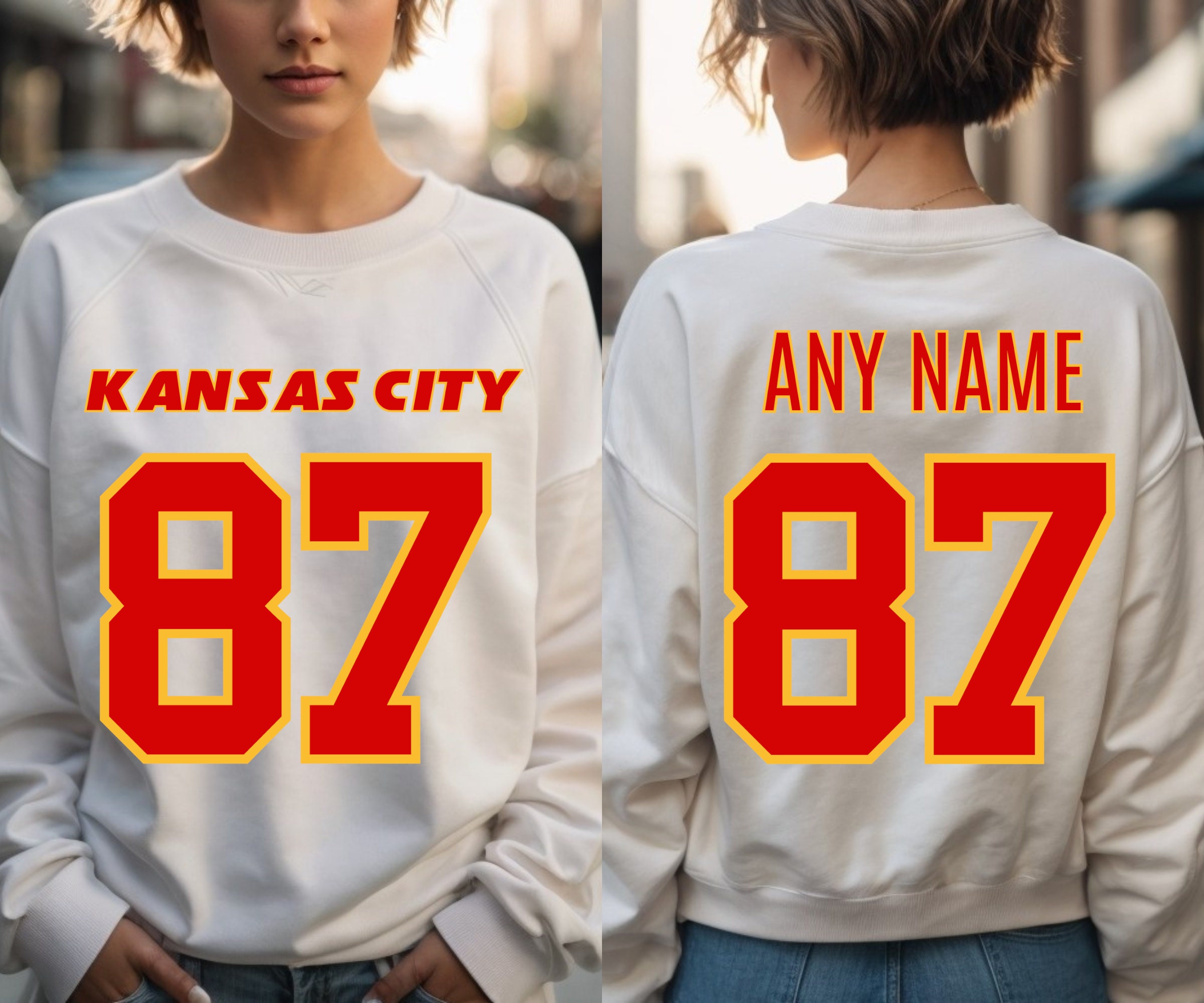 Custom Kansas City Football Jersey Style Tshirt, Personalized Unisex