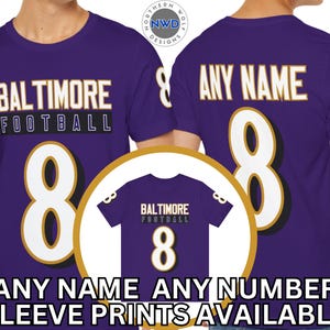 Custom Baltimore Football T-Shirt, Customizable-Any Name, Any Number,  Team Name, Team Logo, Custom Baltimore Football Sweatshirt And Hoodie