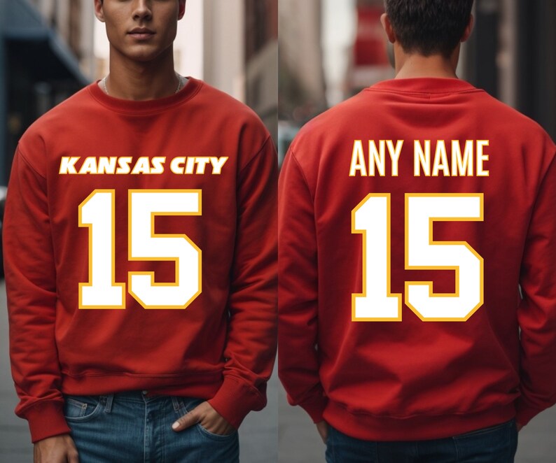 Custom Kansas City Football Jersey Style Tshirt, Personalized Unisex