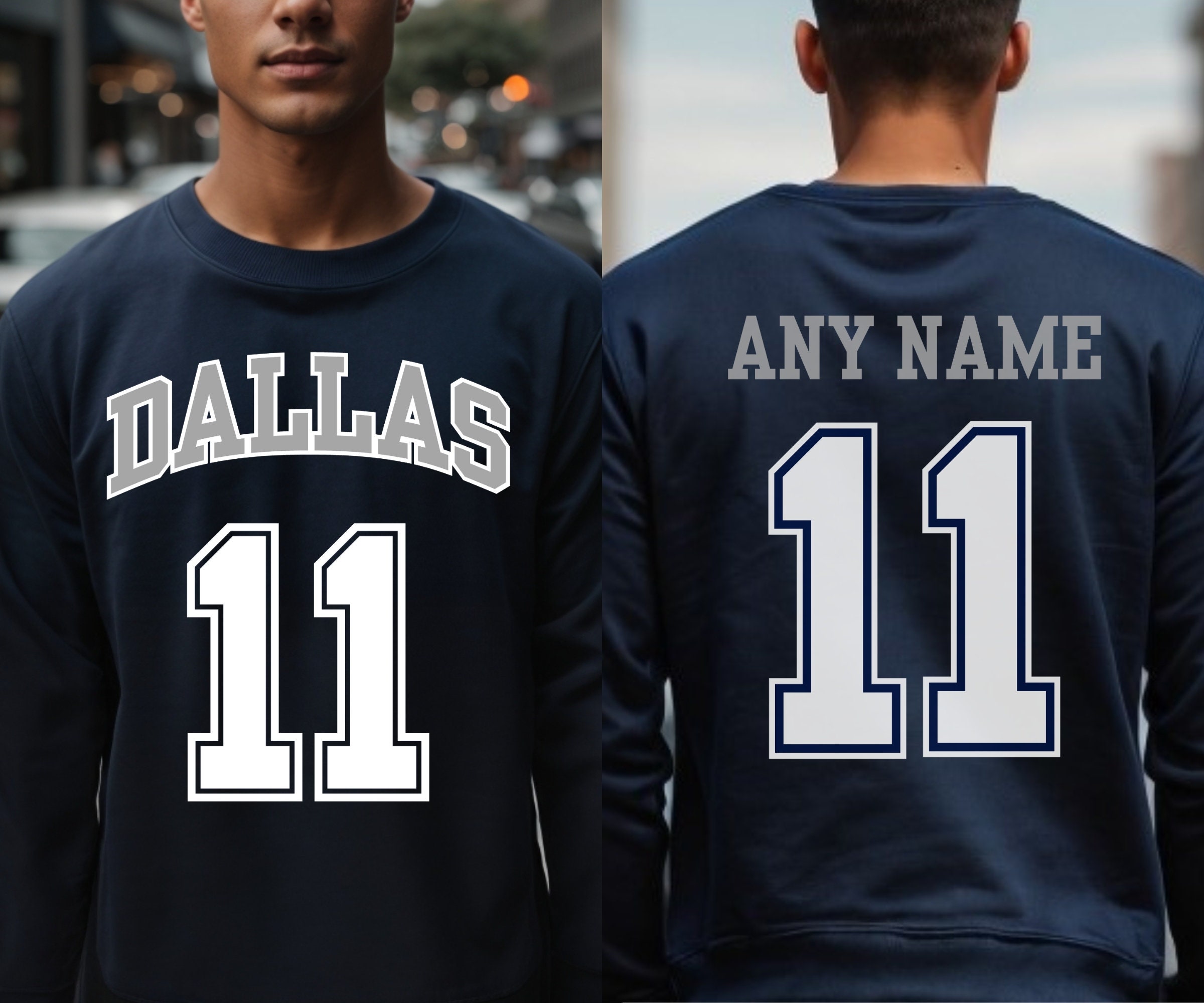 Custom Dallas Football Jersey Style Tshirt, Personalized Unisex