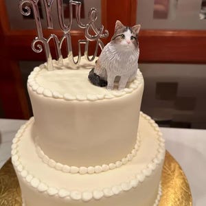 Personalized Custom Cat Wedding Cake Topper, Dog Cake Topper, Pet Birthday, Cat Cake Topper, Anniversary Pet, Cat Statue，Cake Topper