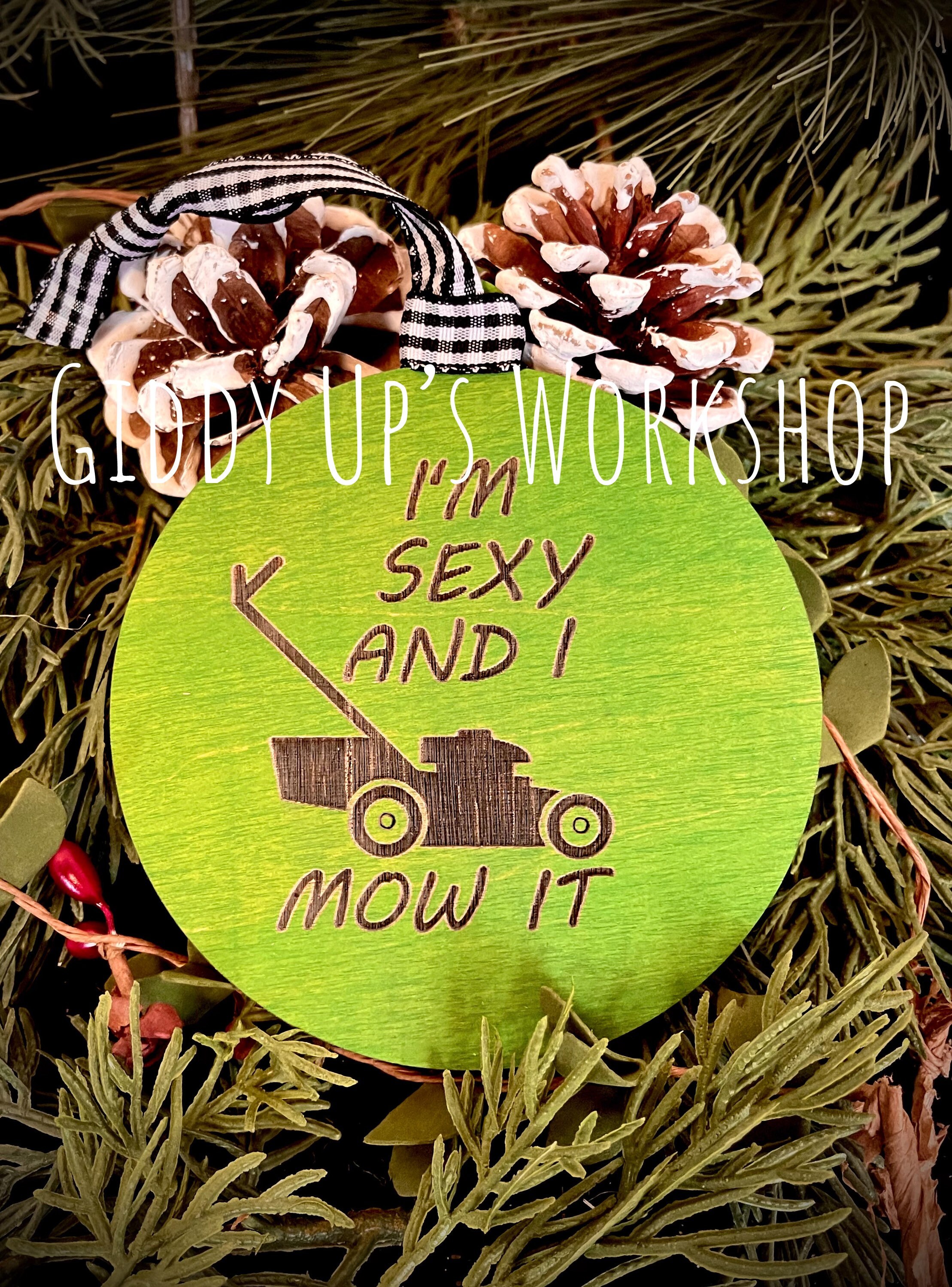 Lawn Care | Lawn Service | Funny Mowing Christmas ornament | gardener | landscaping | mower | funny ornament for sale  
