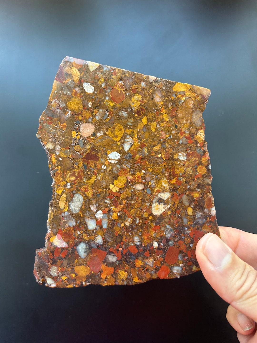 Conglomerate Stone Lapidary Slab, 5.5mm Thick, Rough Stone, Cabochon Slab, Pudding Stone Slab