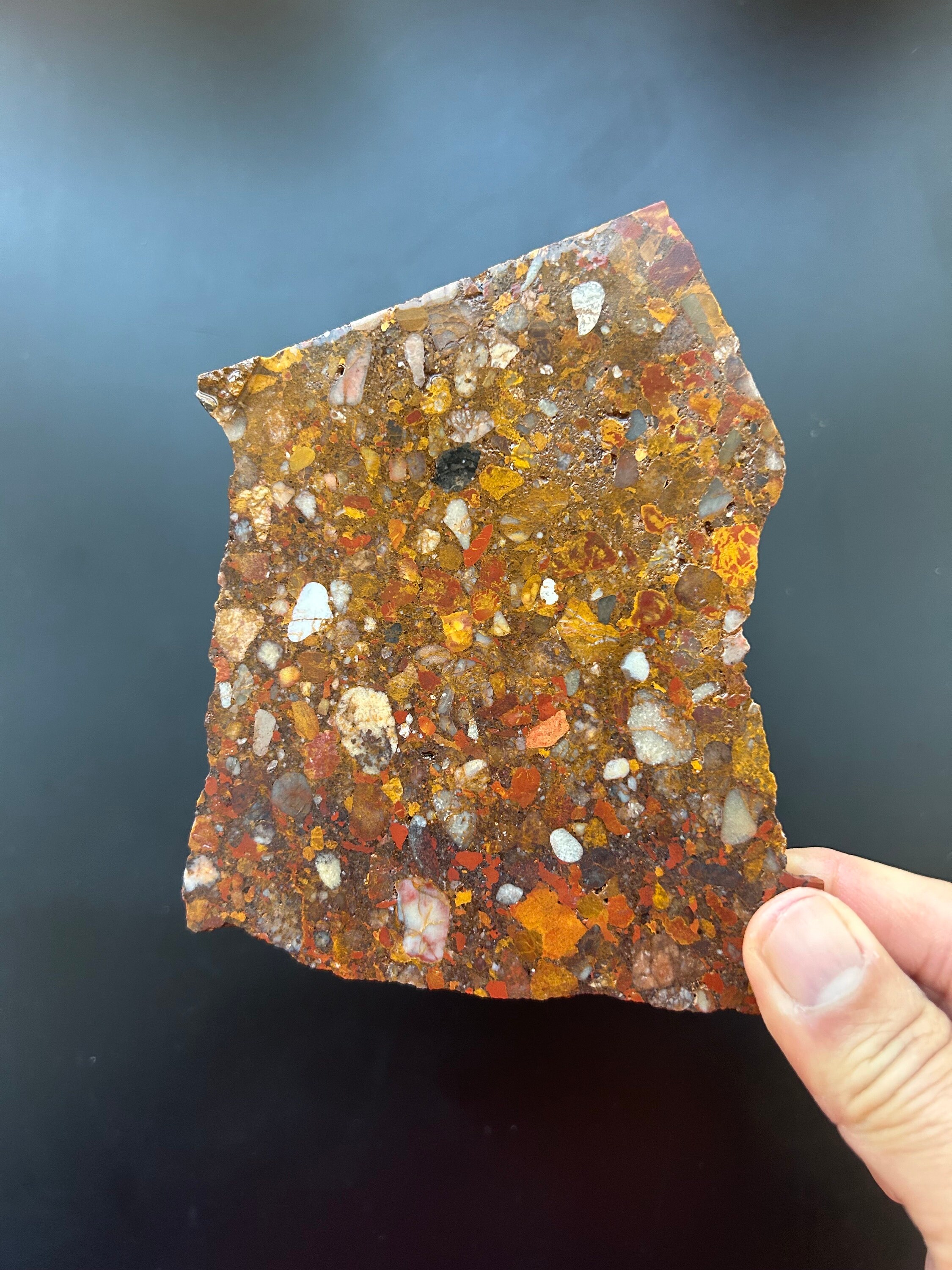 Conglomerate Stone Lapidary Slab, 5.5mm Thick, Rough Stone, Cabochon Slab, Pudding Stone Slab