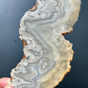 Lace Agate Stone Lapidary Slab, 6.5mm Thick, Rough Stone, Cabochon Slab, Gray Lace Agate, Raw Stone, 86g