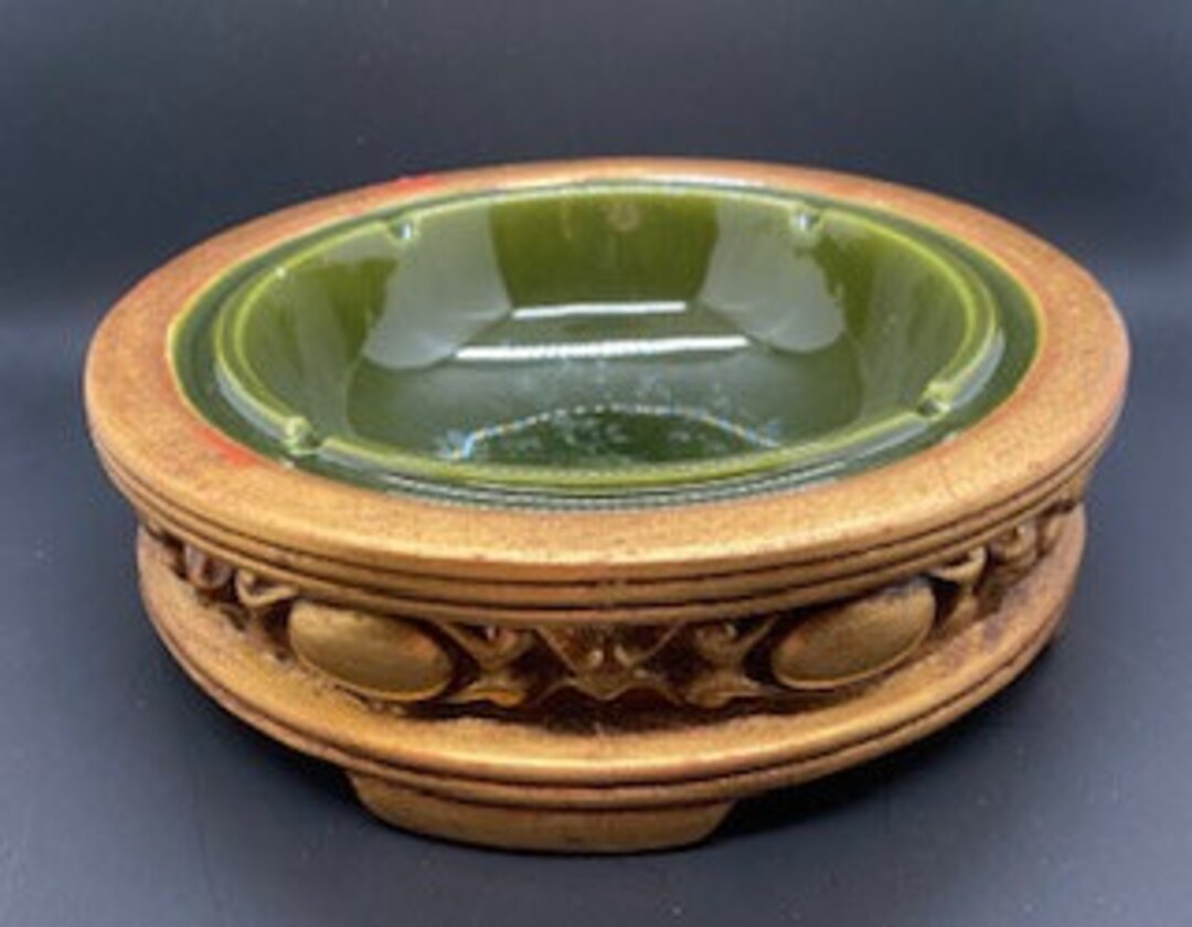 【ビンテージ】ANTHONY FREEMAN MCFARLIN Ashtray Set of 2 Signed Vintage Ceramic Oversized Ashtrays by
