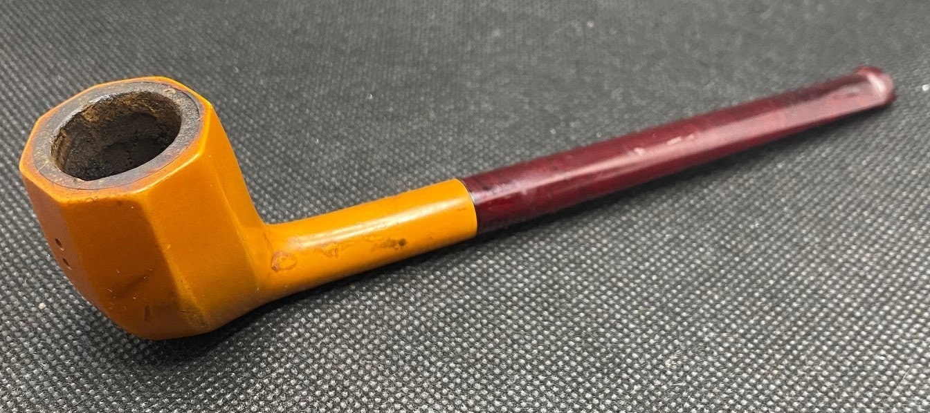 Vintage Smoking Pipe Gold With a Brown Stem Etsy