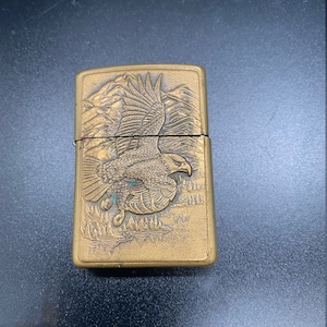 Brass Zippo E XIV Eagle Series Flip Top Pocket Lighter