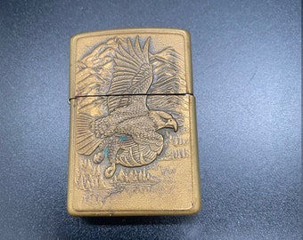 Brass Zippo E XIV Eagle Series Flip Top Pocket Lighter