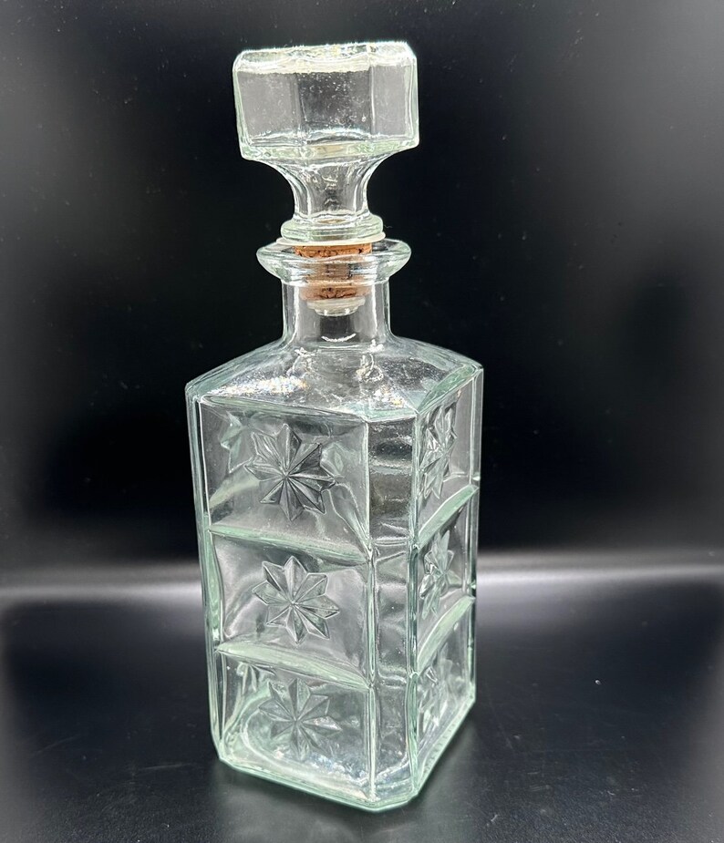 1976 Walkers Deluxe Bourbon Clear Glass Decanter With Cork Etsy