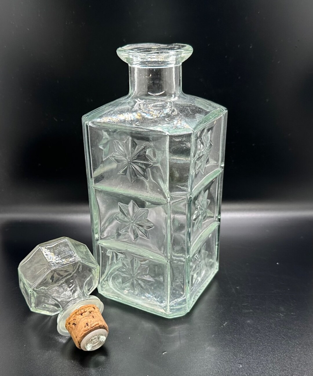 1976 Walkers Deluxe Bourbon Clear Glass Decanter With Cork Etsy
