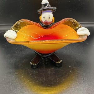 Murano Style Glass Clown Ashtray