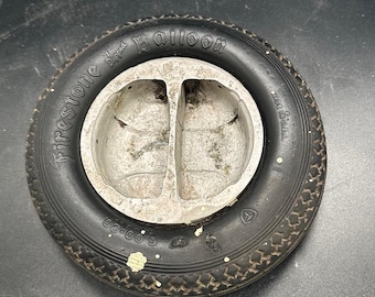 Vintage Firestone Ground Grip Tractor Tire Ashtray Glass Trinket