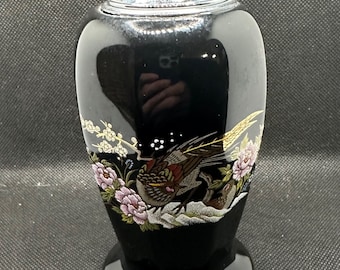 Japanese Black Porcelain Tabletop Lighter with Floral pattern