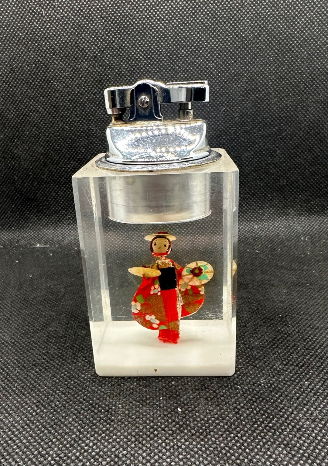 Clear Resin Block Table Topo Lighter With Giesha Figurine Inside - Etsy