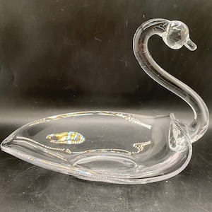 Vintage Duncan Miller Clear Glass Swan Single Ashtray