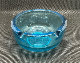 Viking Glass Blue Capri 3 3/4" round Bowl style Ashtray