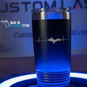 Michigan Upper Peninsula Heartbeat - Insulated Tumblers - Michigan Home, Great Lakes, & More