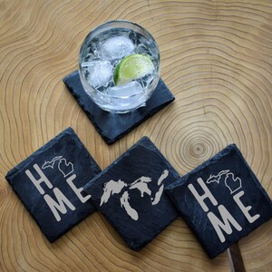 Michigan &quot;Home&quot; Slate Coasters - Set of 4 (Michigander, Native, Home, Pure Michigan)